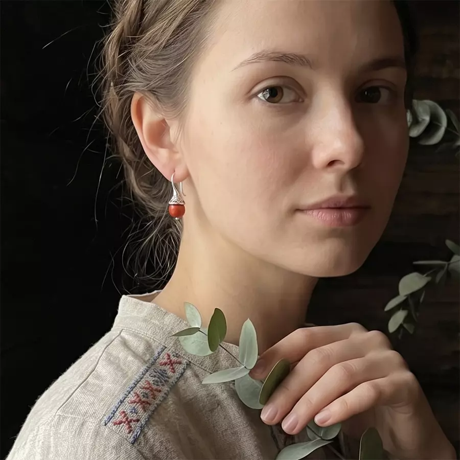 Серьги с кораллом - Фото 2
