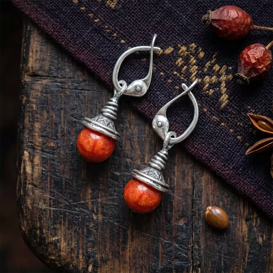 Серьги с кораллом